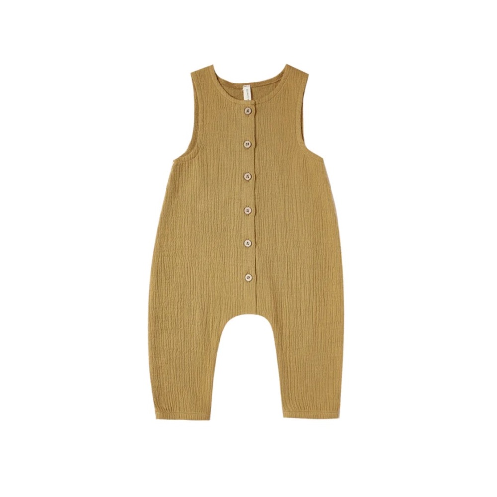 Quincy Mae Woven Jumpsuit in Gold